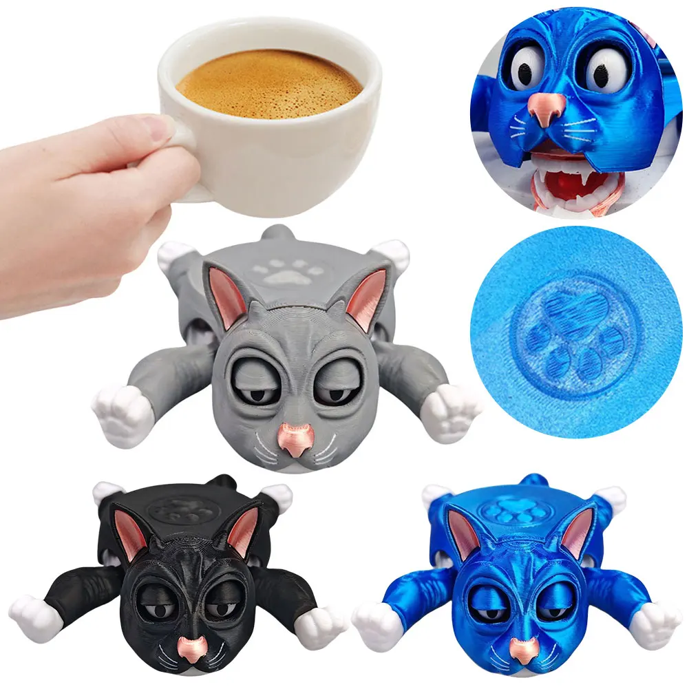 

Подставки для кошек с 3D принтом, забавная подставка для чашки с кошками, чайная кружка, держатель для кофейных напитков, офисное украшение для рабочего стола, украшение для дома