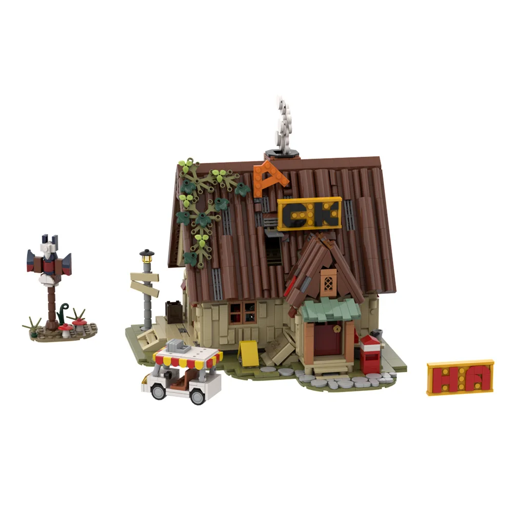 MOC Adventure Animation Gravity Falls House Model Building Blocks Mysterious Town Village Courtyard Travel Shop Bricks Toys Gift