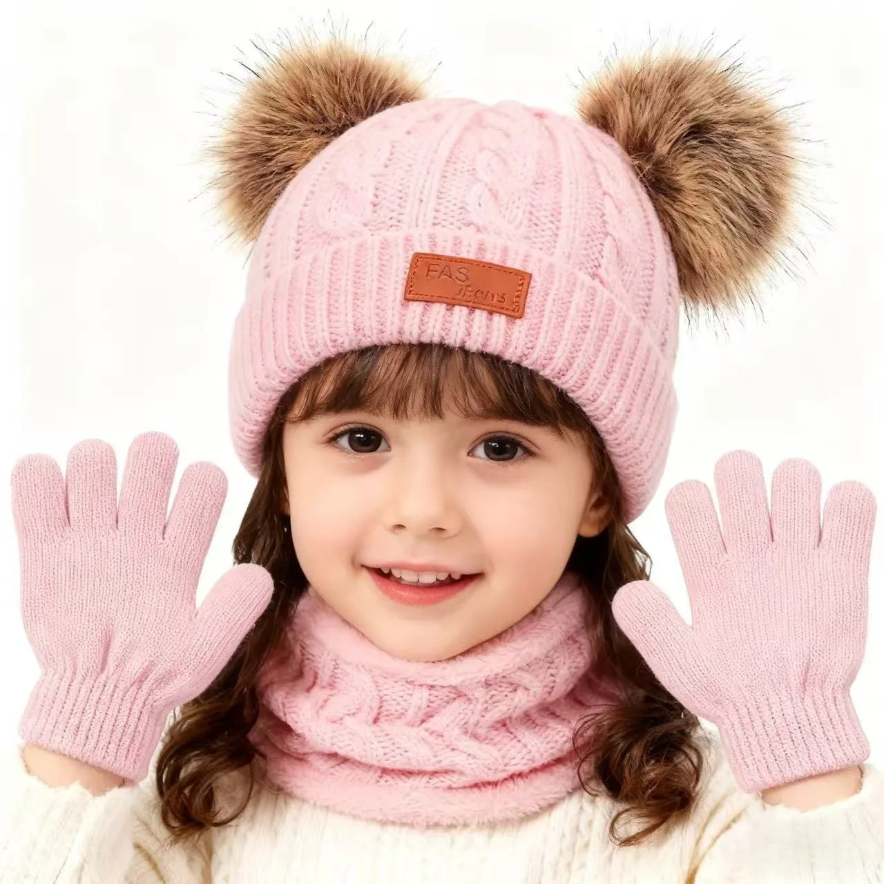 

New Baby Winter Knitted Hat Gloves Scarf Sets Pom Kids Boys Girls Warm Beanie Gloves Soft Knit Children’s Winter Accessories