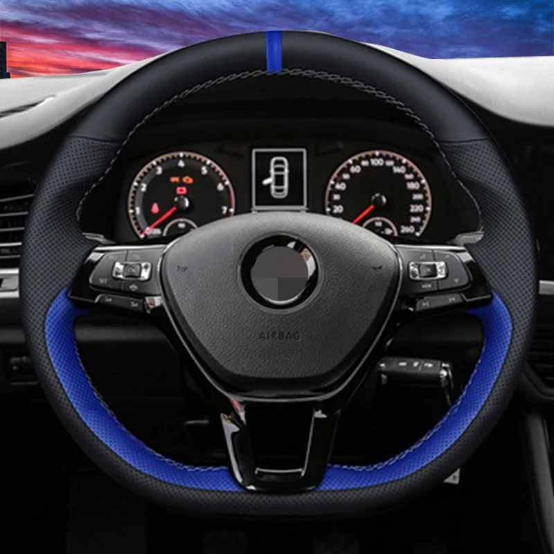 Customize DIY Suede Carbon Fiber Genuine Leather Car Steering Wheel Cover For Volkswagen Golf 7 Mk7 Passat B8 Car Interior