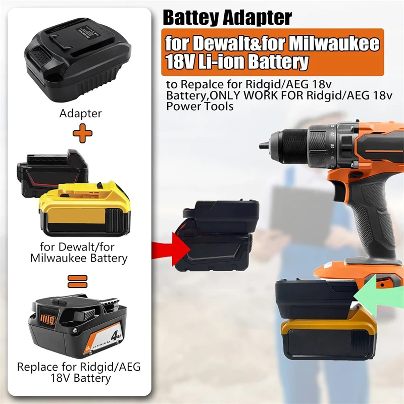 Battery Adapter Converter for Dewalt 20V or Milwaukee 18V Li-ion Battery to for Ridgid /AEG 18V Cordles Power Tools Use