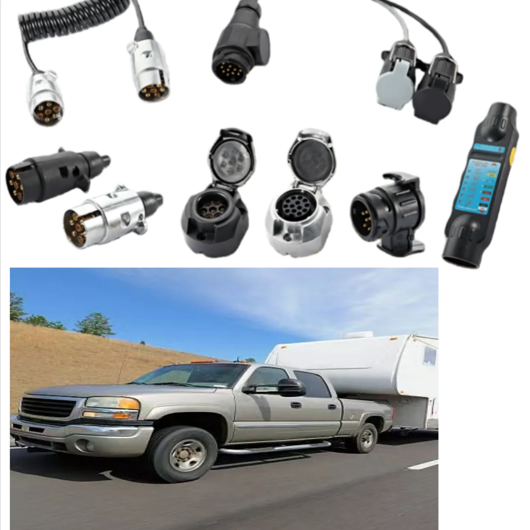 

2pc7 Pin Trailer Plug Socket Connector No Wiring for Tractor Caravan Trailer Tail Light Signal