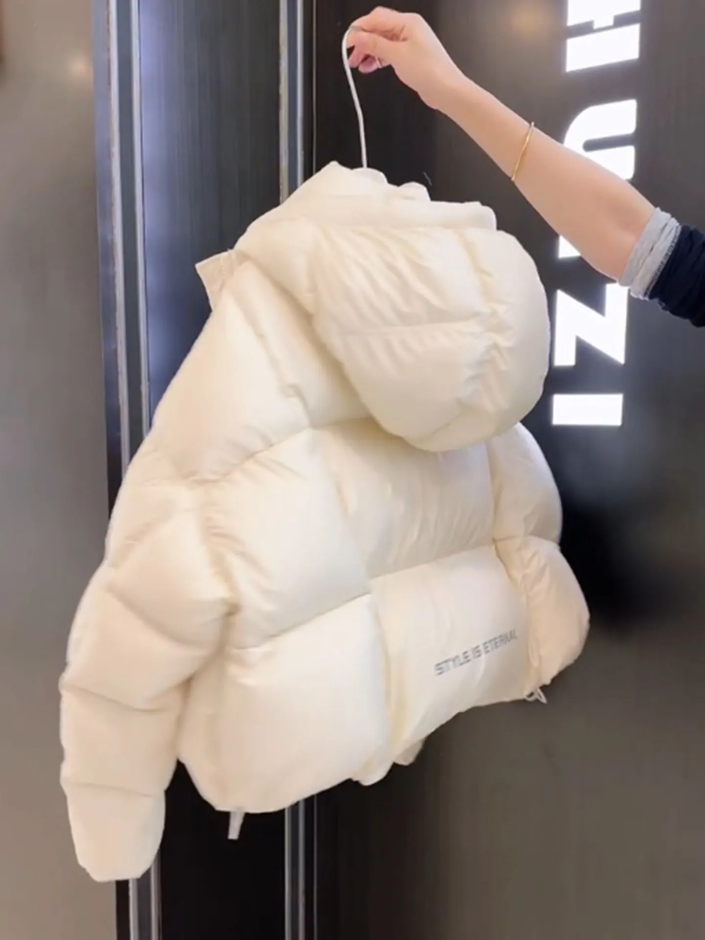 Sli ort branco para baixo Jaet feminino inverno Faion Bread Sle Thi Casacos versão coreana ajuste regular fibra de poliéster