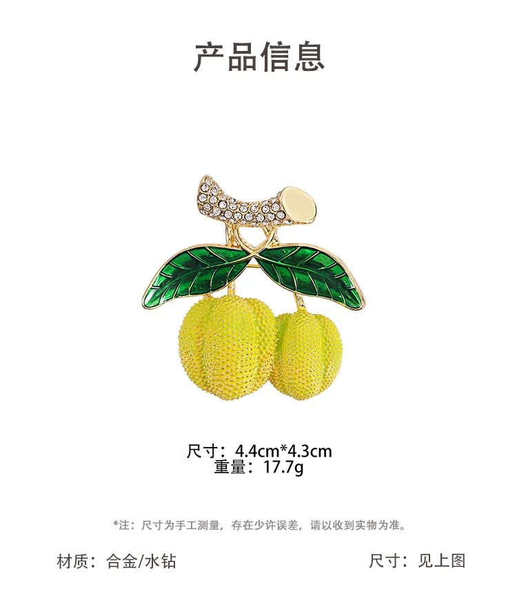 بروش الفاكهة التصميم الإبداعي سبيكة بالتنقيط النفط حجر الراين دوريان بروش ملحق مزاجه دعوى معطف زهرة الصدر