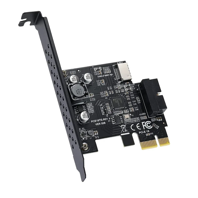 NEW PCI Express 2.0 X1 USB 3.2 Gen1 19Pin + TYPE-E Expansion Card PCIe Front Type-C Adapter Riser Type-E USB3.2 A-KEY 5Gbps Card
