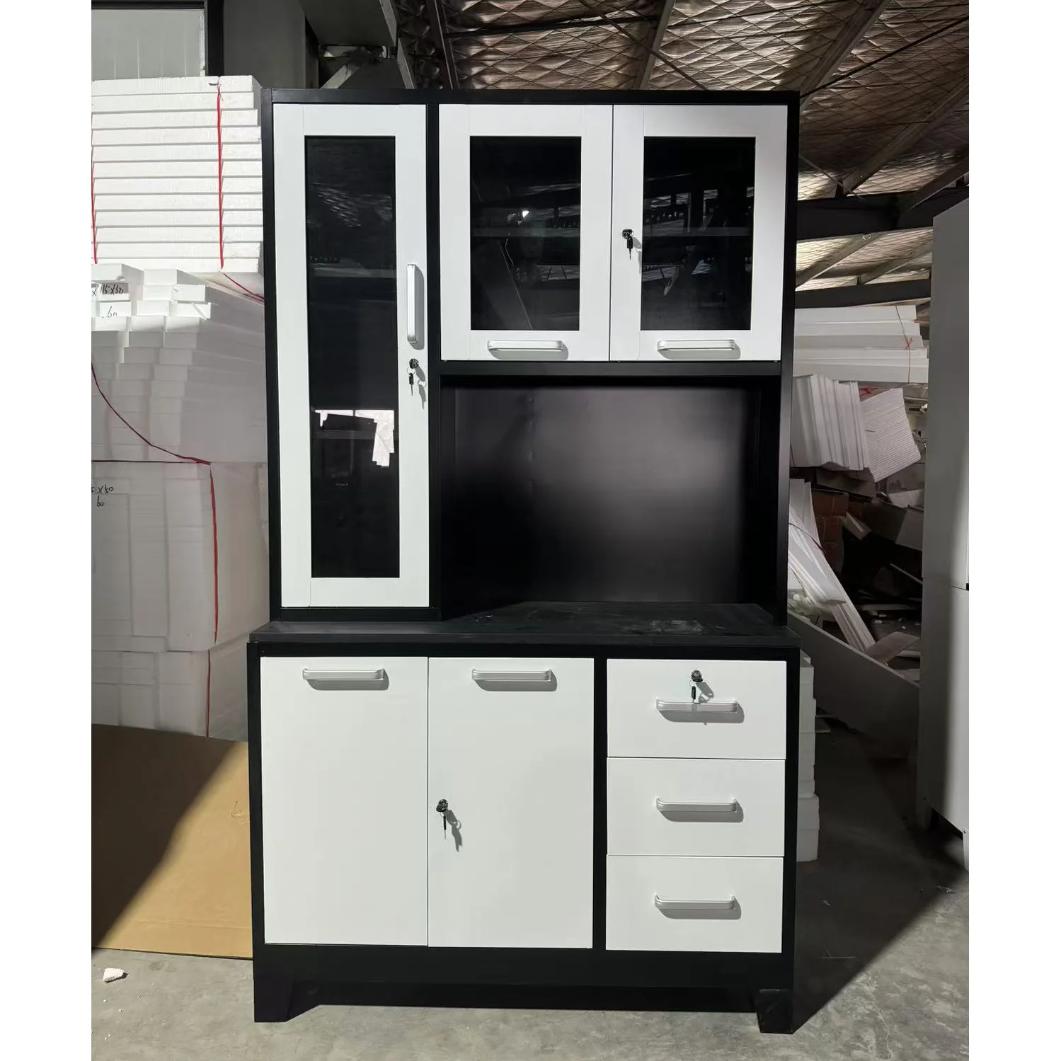 Customize Steel Kitchen Units Dinning Metal Kitchen Cupboard Restaurant Buffet Storage Cabinet Design Home Furniture