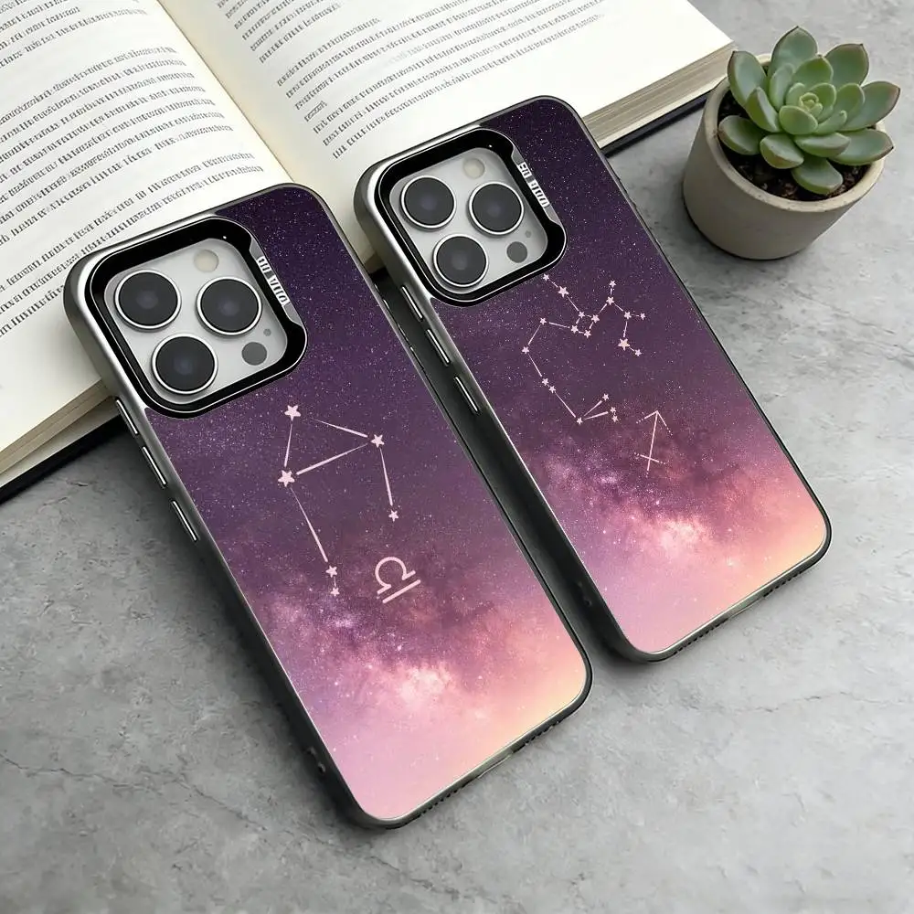 

The twelve constellations Phone Case For iPhone 17,16,15,14,13,12,11 Plus,Pro Max,XS,Colored Silver Plated Inside Cover