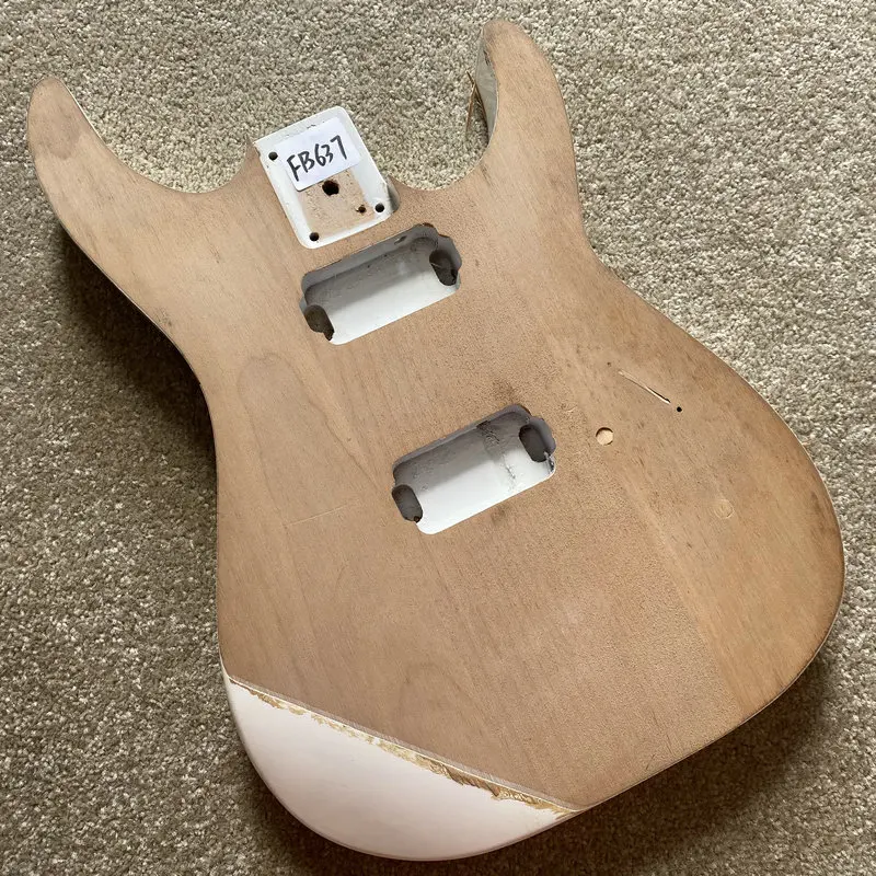 FB637  Solid Redwood Electric Guitar Body HH Pickups Tremolo Style  Bolt-on  For DIY Replacement Nature Color Wood Damage