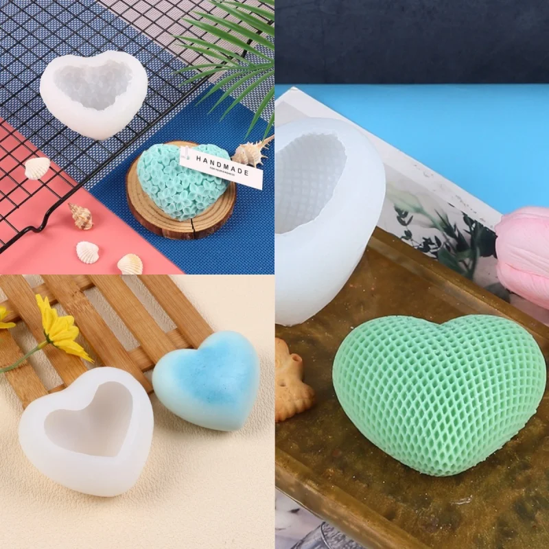 DIY Love Heart 3D Silicone Mould for Valentine Car Scented Candle Squishy Ornament Chocolate Fondant Baking Home Decor Gift Tool