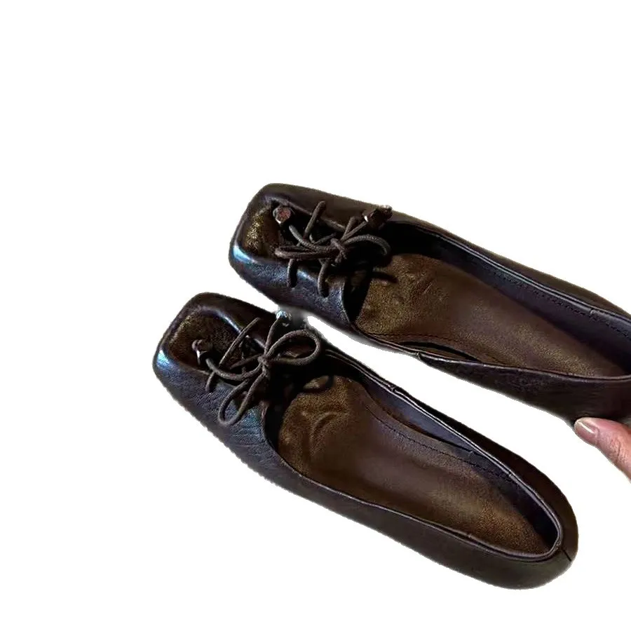 

2026 Retro Bow Inside Heightened Mary Jane Women's Shallow Slip-On Commuter Square Toe Temperament Single Shoes