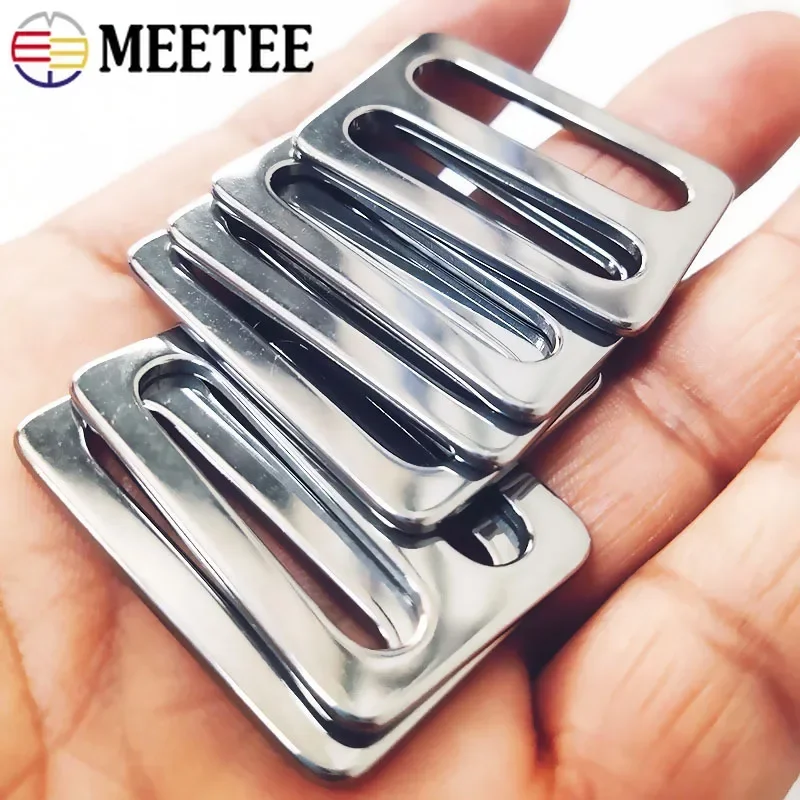 2/4/10Pcs Meetee 15-38mm Stainless Steel Strap Buckles Tri-Glide Slider Loop Adjuster Backpack Webbing Clasp Hardware Accessory