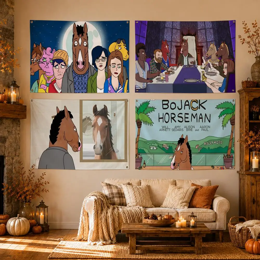 Cartoon BoJack Horseman Flags Flags for Room, Bedroom, Home, Outdoor, Wall Hanging, Concert Print, Art Banner