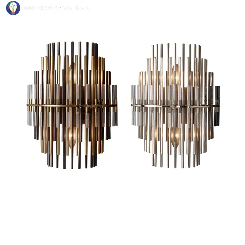 American Style Luxury Post-modern Glass Bar Wall Sconce Lamps Bronze Matte Black/Chrome Wall Mounted Lights Industrial