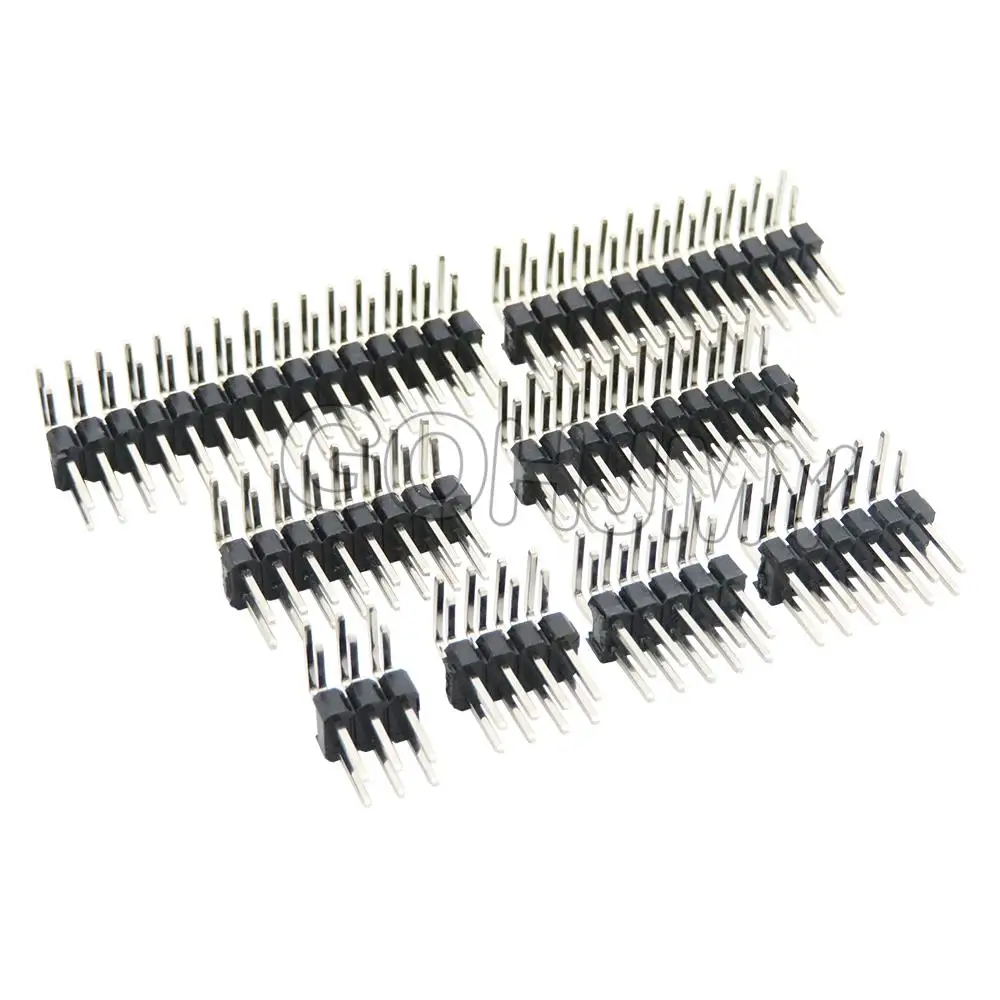 10PCS 2.54mm Double Row Right angle Male Breakaway PCB Board Pin Header Connector Pinheader 2x3/4/5/6/8/10/12/15/40 2.54 spacing