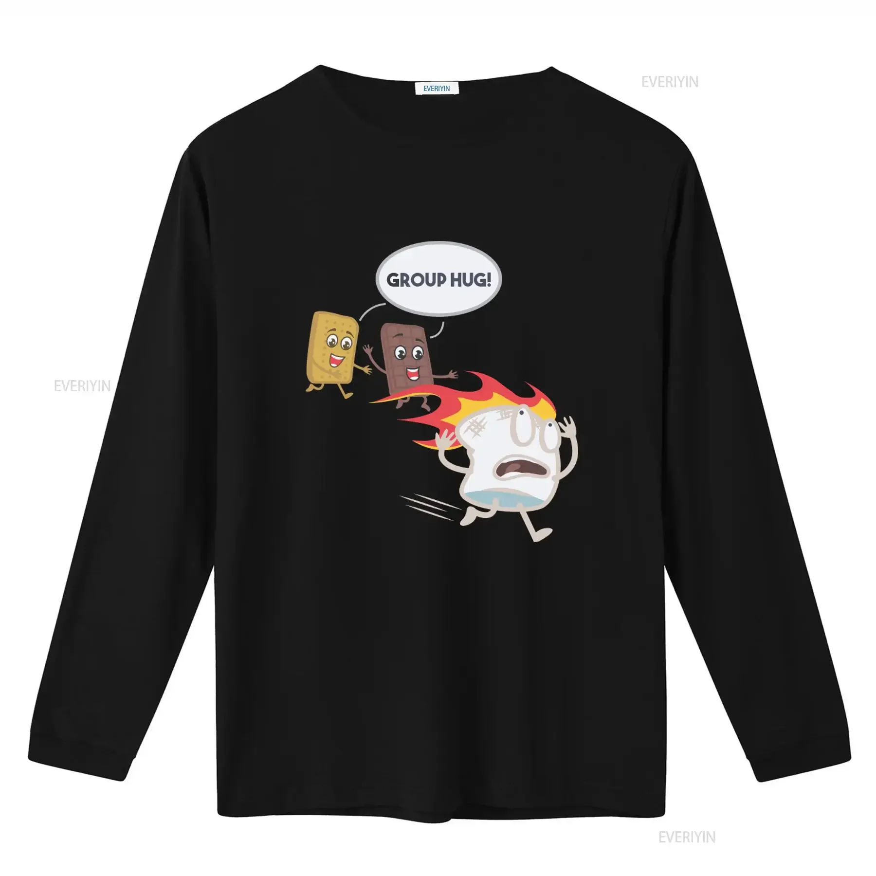 Smores Camping Roasting Outdoor T Shirt Group Hug Funny Cartoon vintage Washed Unisex Stylish Top For Everyday Wear Stretched