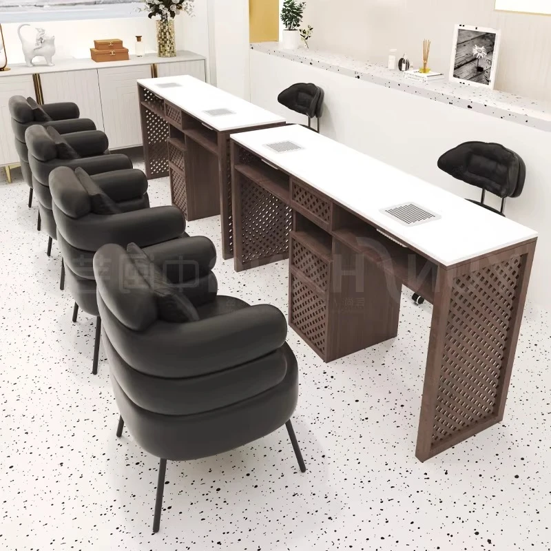 

Японский деревянный маникюрный стол в стиле середины века с функцией пылесоса, мебель для маникюрного салона FYNT