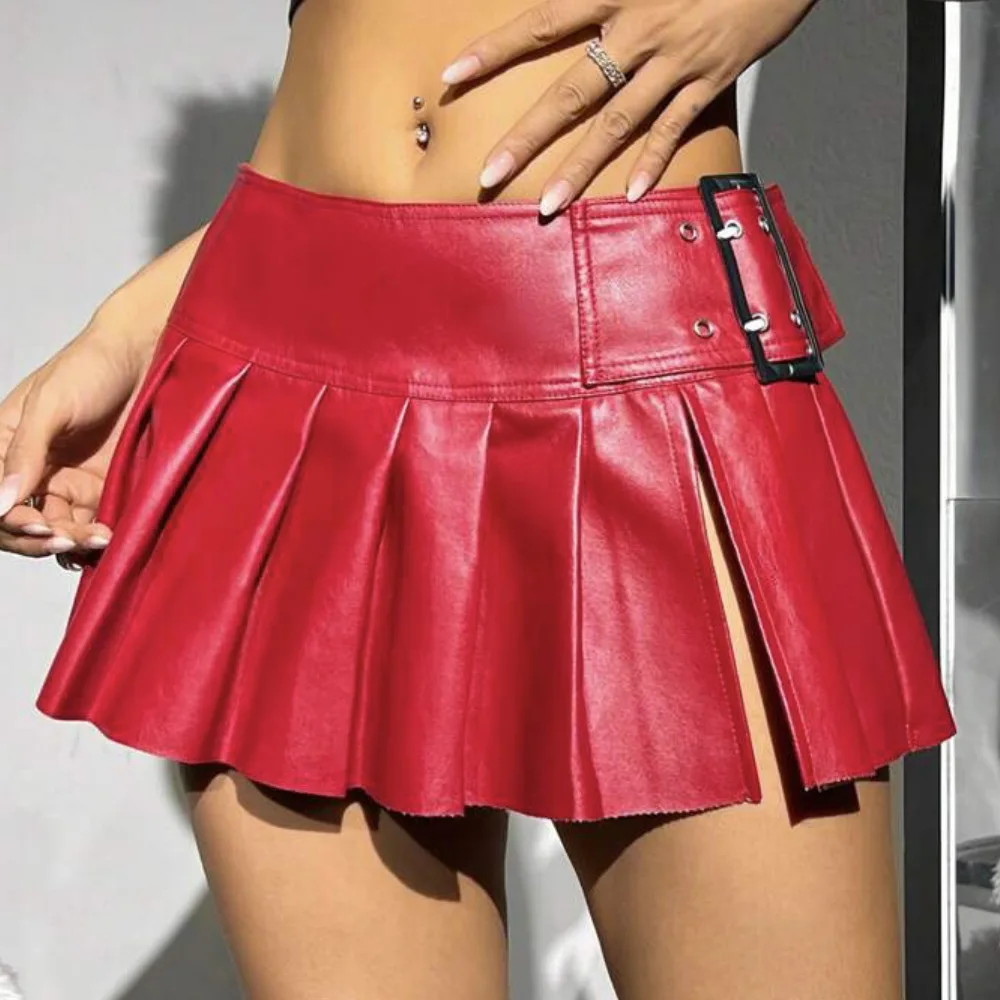 

Women's PU Leather Skirt Waist-Cinching f-length Polyester Fabric Pure Color Leather Patchwork Winter Faion Skirts