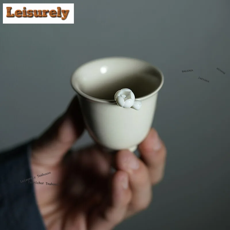 

50ml Plant Ash Hand Pinch Plum Blossom Teacup Handmade Tea Bowl Water Jug Tea-tasting Fragrance Cup Chazhan Master Cups Cha