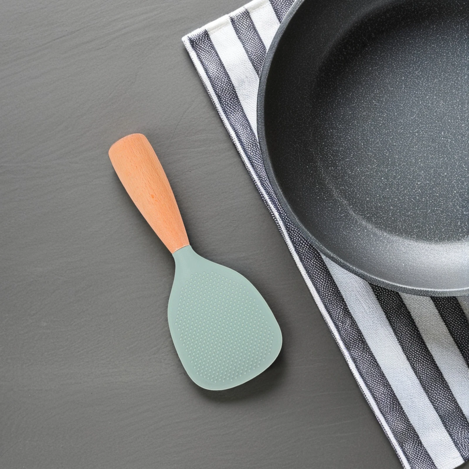 

Silicone Rice Spoon Heat Resistant Reusable Scooper Compact Size Orange Transparent Non Slip Design Kitchen Accessories