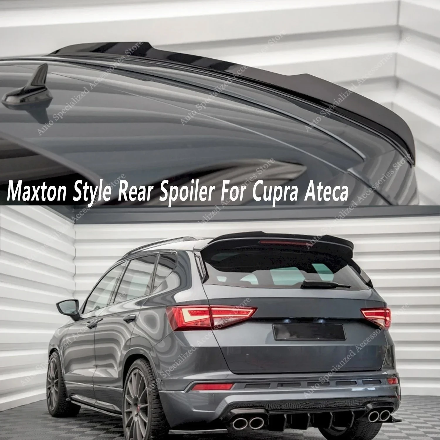 

Gloss Black Maxton Style Rear Spoiler Caps For Seat Cupra Ateca/Ateca FR 2017-2024 Rear Top Tali Wing Bodykits Tuning