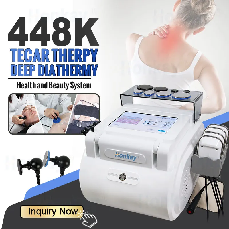 448KHZ RF Tecar Therapy RET CET Diathermy Body Sliming Machine Pain Relief Lymphatic Drainage Skin Tightening INDIBA Deep Care