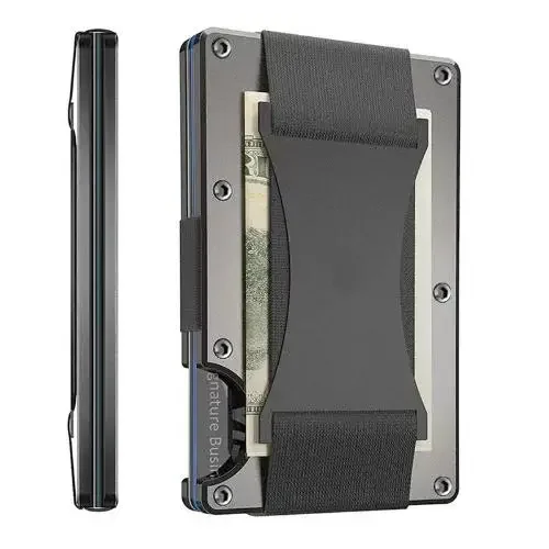 

Luxury Aluminium Wallet Money Clip Forged Carbon Fiber Minimalist Slim Smart Wallets for Men Cashback Credit Card Holder