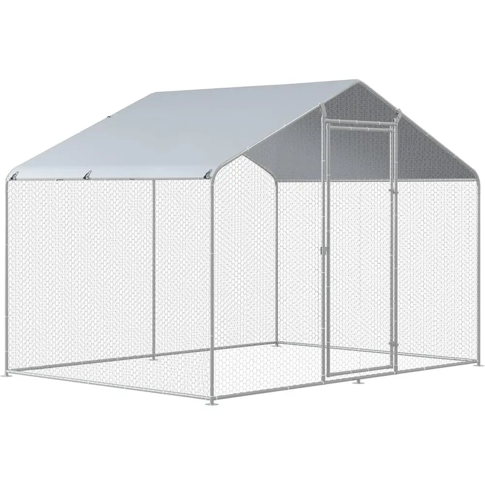 

Уличный металлический курятник с тройной опорой, УФ-стойким и водонепроницаемым покрытием для уток и кроликов (10'x6.6'x6.5')