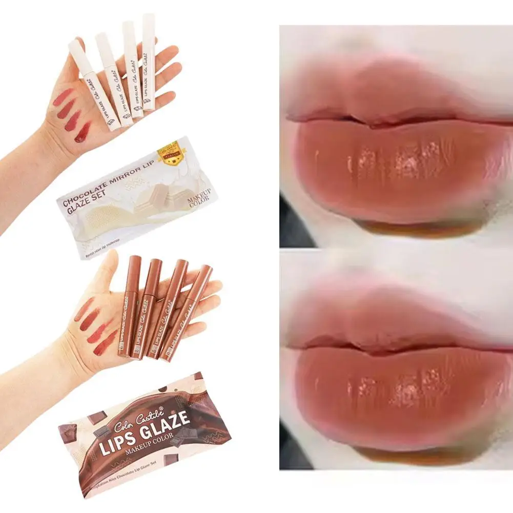 

Chocolate Lip Glaze 4-piece Set Matte Matte Matte Velvet Non Fading Lip Mud Lip Gloss