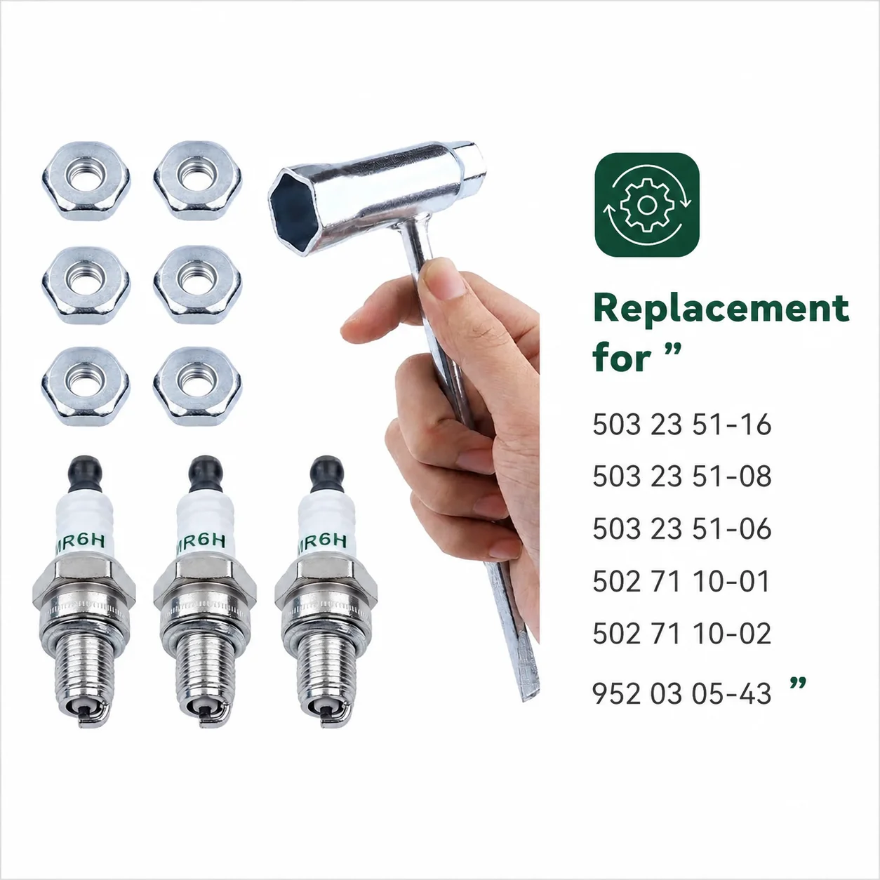 3in1 Chainsaw T-Wrench 13x19mm CMR6H Spark Plug Bar Nuts for Poulan 1800 2000 2300 Fit Husqvarna 545 550XP Stihl MS250 023 025