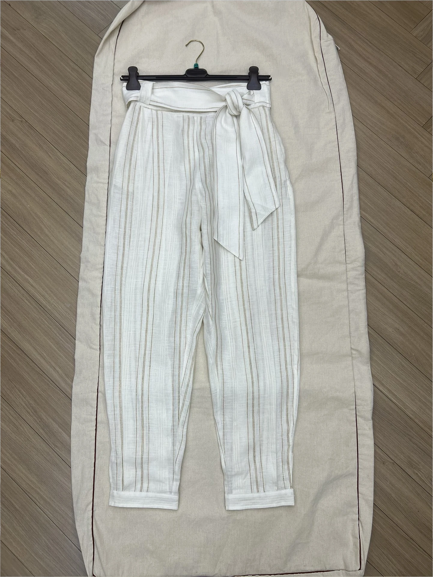 2024 Spring And Summer New Women'S High Waist Commuter Ultra-Thin White Linen Loose Straight Trousers