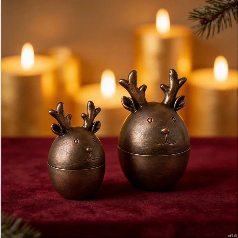 Resin Reindeer Storage Jar Figurine, Vintage Home Decor Statue, Creative Moose Canister Set Living Room Ornament Holiday Gift