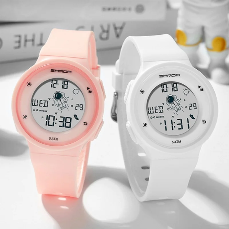 SANDA 2121 Student Sports Electronic Watch Spaceman Outdoor Teenager Fashion 50M Waterproof Week Luminous Alarm Digital Watches