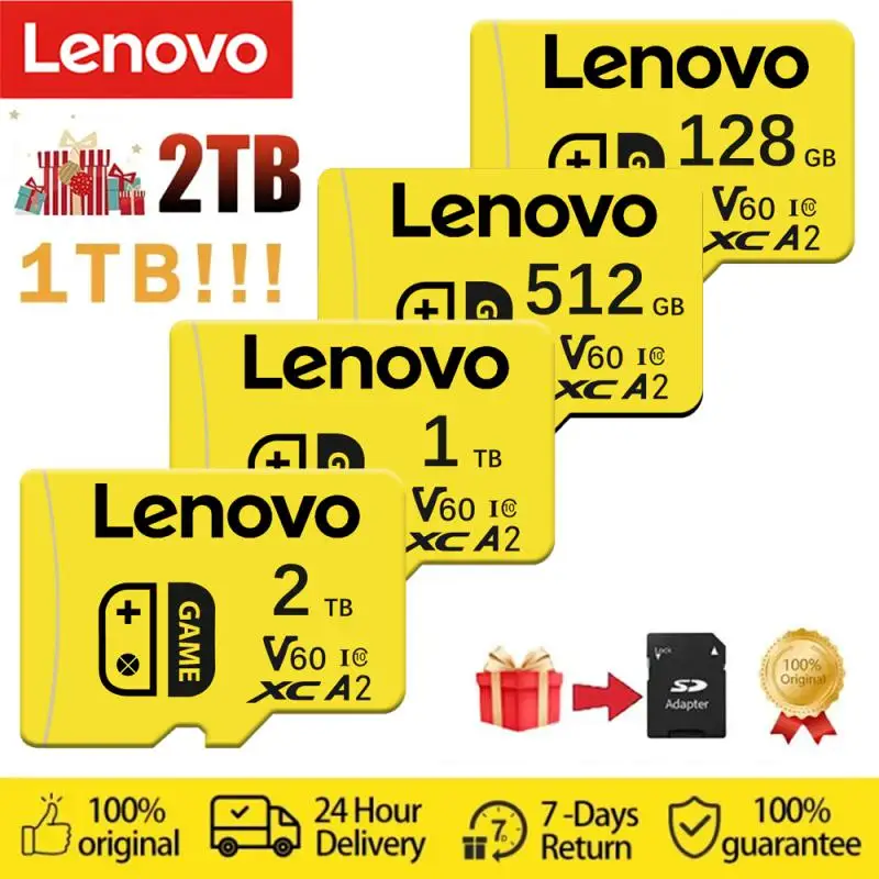 Lenovo การ์ดหน่วยความจำ Class 10 2TB 1TB Micro tarjeta SD การ์ด128GB 256GB การ์ดหน่วยความจำ SD 512GB การ์ด SD สำหรับโทรศัพท์เครื่องอบไอน้ำ