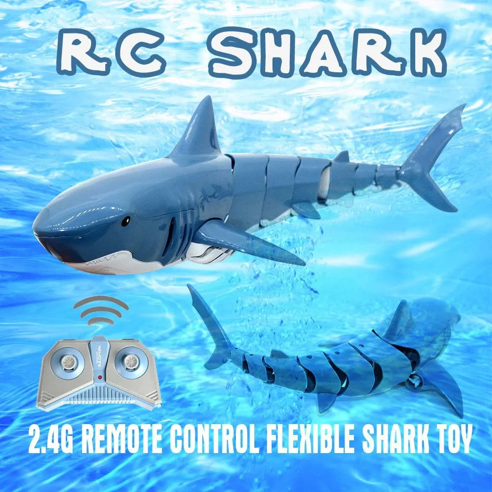 Simulation RC Shark Rechargeable Electric 2.4G Squirting Remote Control Shark With Light  Summer Children's Toy Boy Outdoor Toys