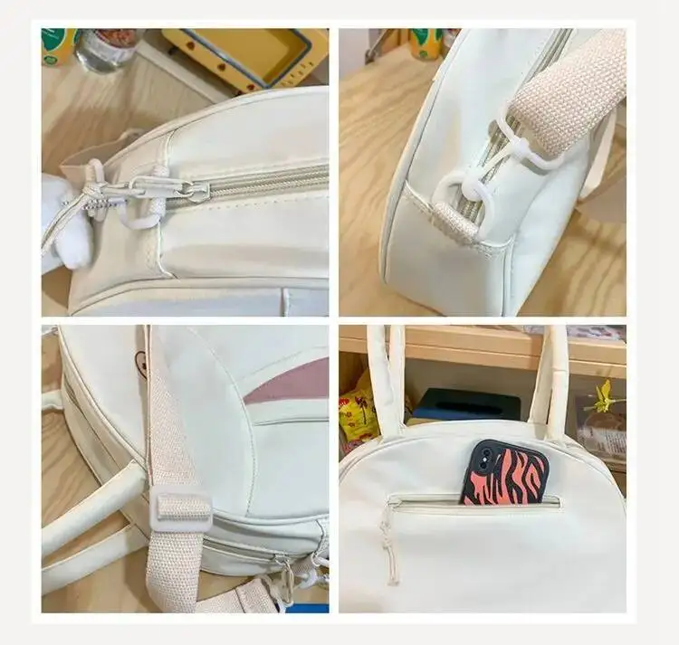 Bloom Rabbit Cute Y2k Handbag Women Vintage Haruku Pu Leather Casual Shoulder Female Large Capacity Kawaii Tote Bag Chic