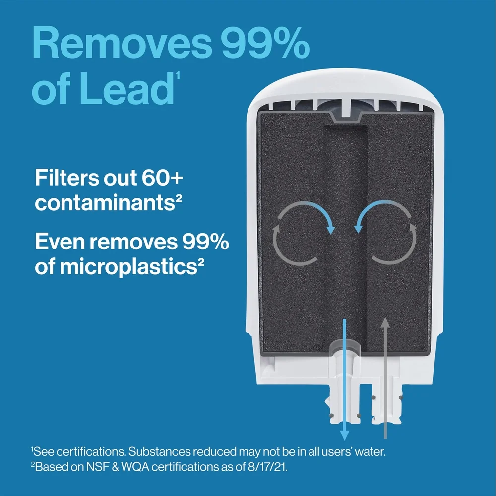 Chrom-Wasserhahn-Filtrationssystem mit 2 Filtern, platzsparendes Design, Erinnerung zur Filterwechsel, reduziert Bleichloren