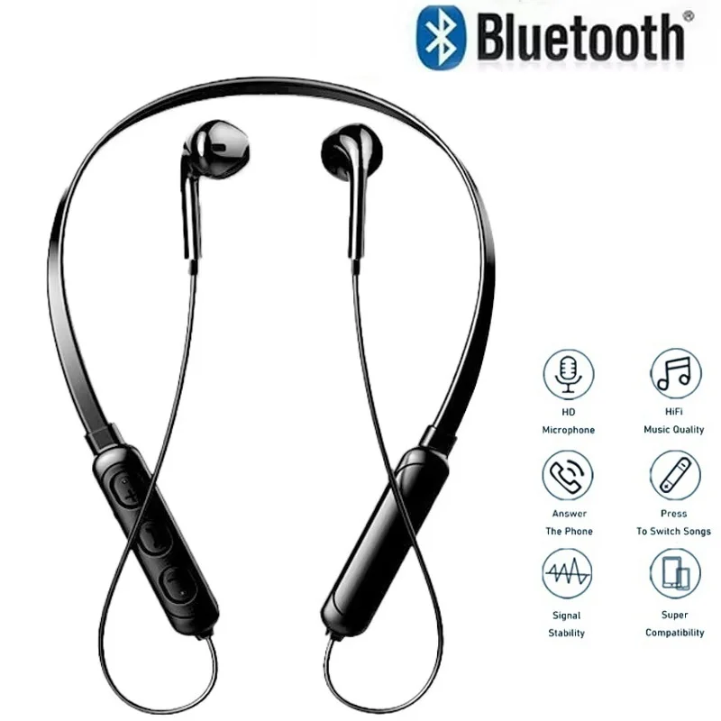 Sports Bluetooth Headphones For iPhone Xiaomi Huawei Phone Comfort Neckband Design Sports Fitness Audio Long Battery Playback