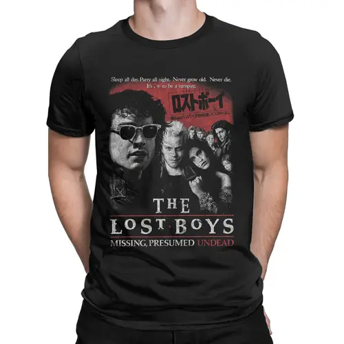Scream Horror Movies The Lost Boys, DISTRESSED, Vampiro, Tops de algodón puro, camisetas de ocio de manga corta con cuello redondo, camiseta única