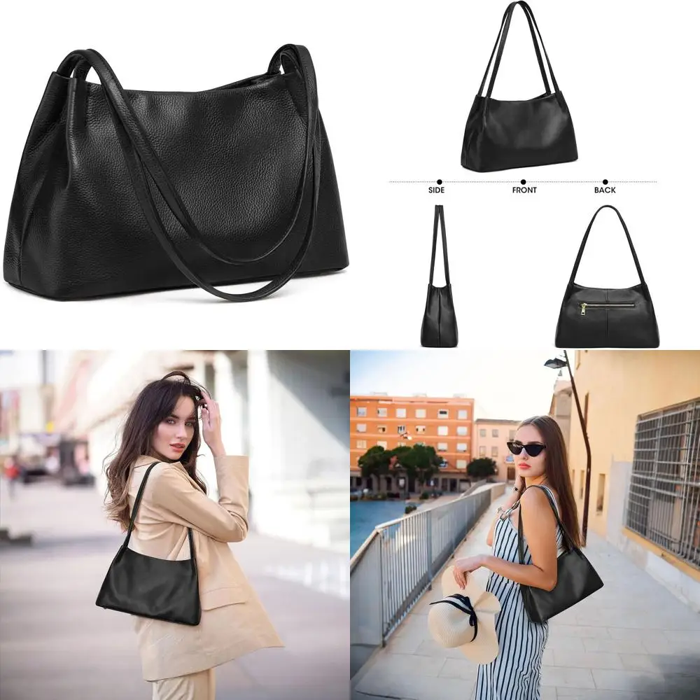 

Women's Genuine Leather Shoulder Hobo Bags with Top Magnetic Snap Closure, Soft and Stylish Purses for Everyday Wear