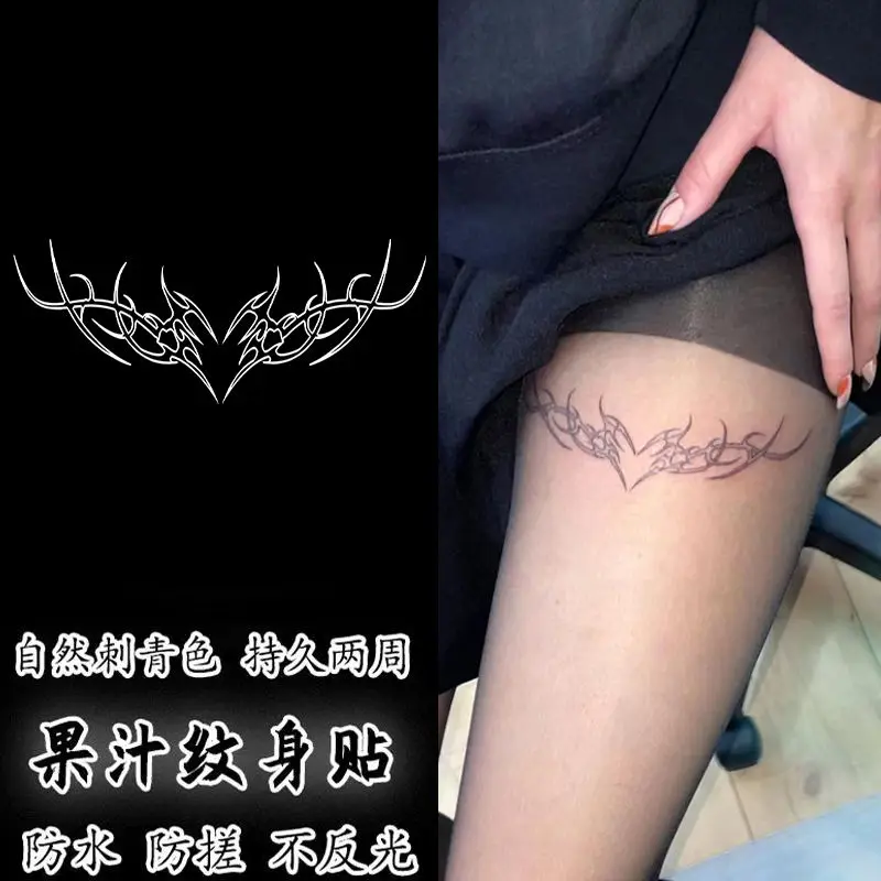 Herbal Heart Temporary Tattoos for Women Succubus Wings Tattoo Stickers Hotwife Sexy Thigh Art Fake Tattoo Lasting Tatoo