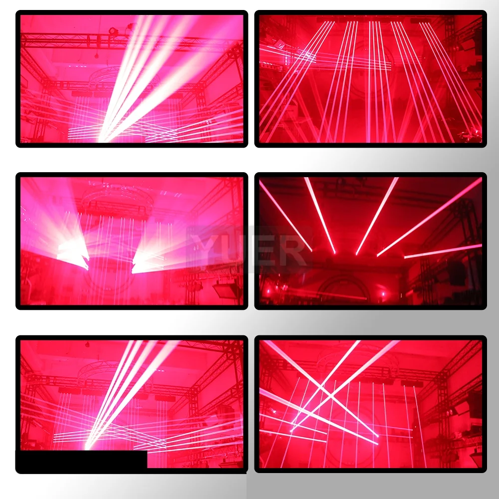 YUER 6 Eyes Red Laser Bar Beam Lighting for DJ Disco Music Party Wedding Moving Head Scanning Laser Projector Stage Effect DMX