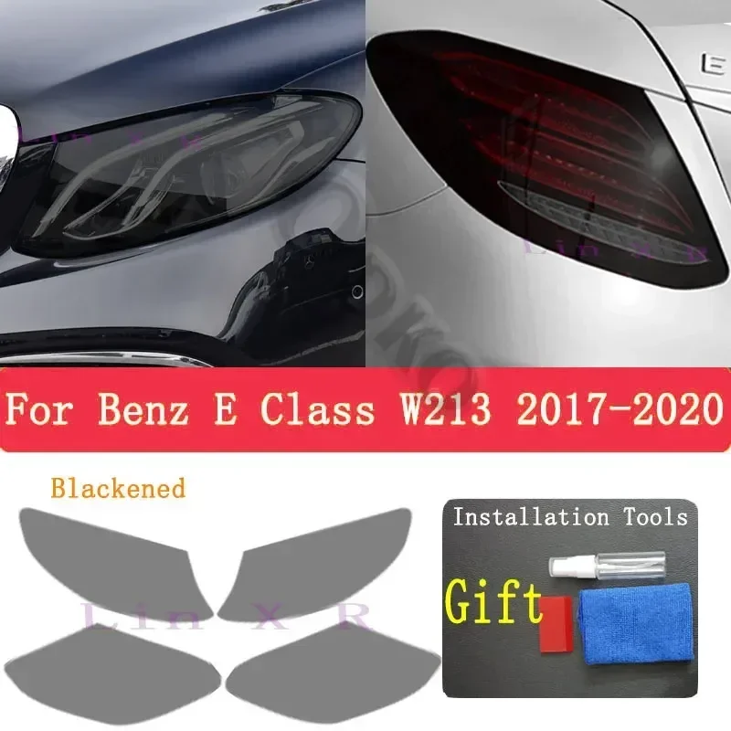 For Mercedes Benz E Class W213 C238 S213 A238 E63 AMG Car Headlight Tint Black Protective Film Taillight Transparent TPU Sticker