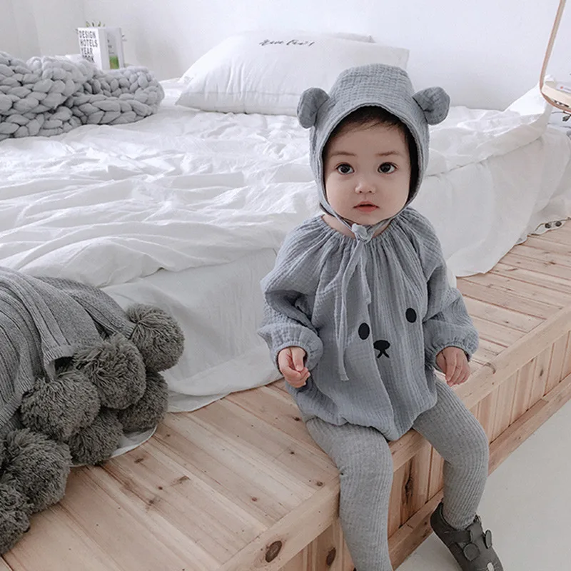 Newborn Baby Bodysuit With Hat Long Sleeve Organic Cotton Infant Girl Boy Clothing Photography Costumes Baby Girl Boy Clothes