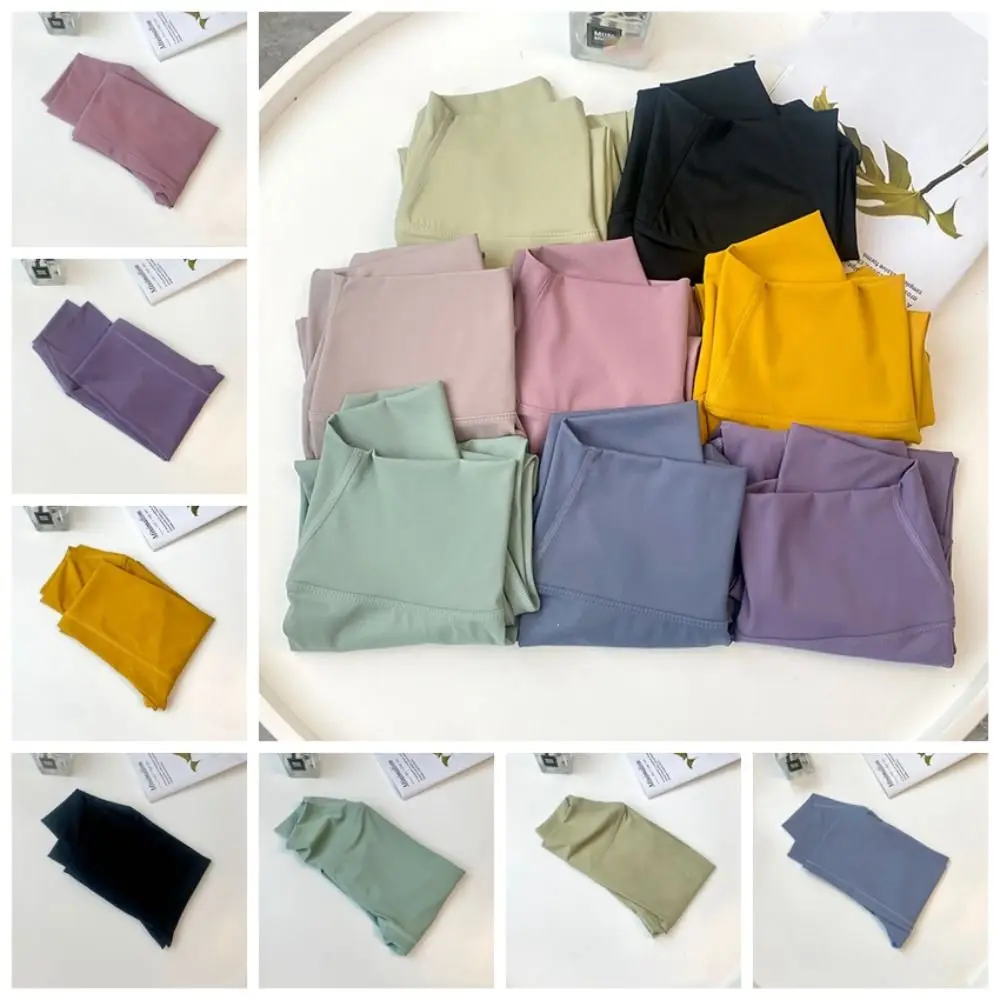 Pantaloni da yoga color crema da palestra Pantaloni da fitness per sollevamento fianchi a vita alta Pantaloni corti per esercizi elasticizzati ad asciugatura rapida Fitness