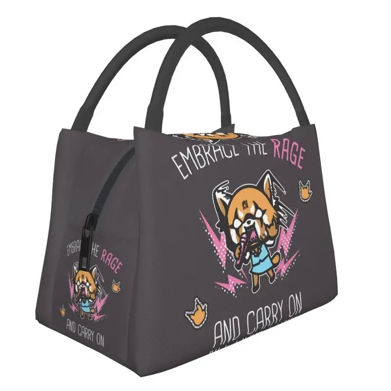 

AggretsukoDeath Metal Insulated Lunch Tote Bag for Women Aggressive Retsuko Anime Portable Cooler Thermal Bento Box