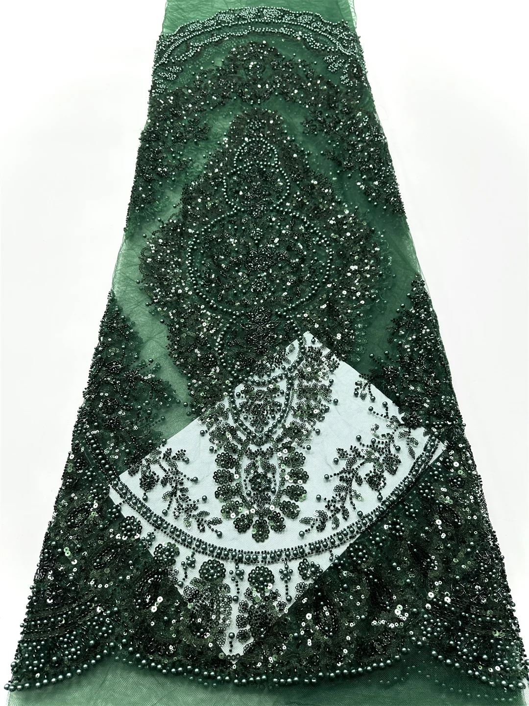 

2025 зеленая кружевная ткань с бисером, роскошная африканская ткань, 5 ярдов, кружевная ткань с бисером, нигерийские блестки для свадебного платья для женщин