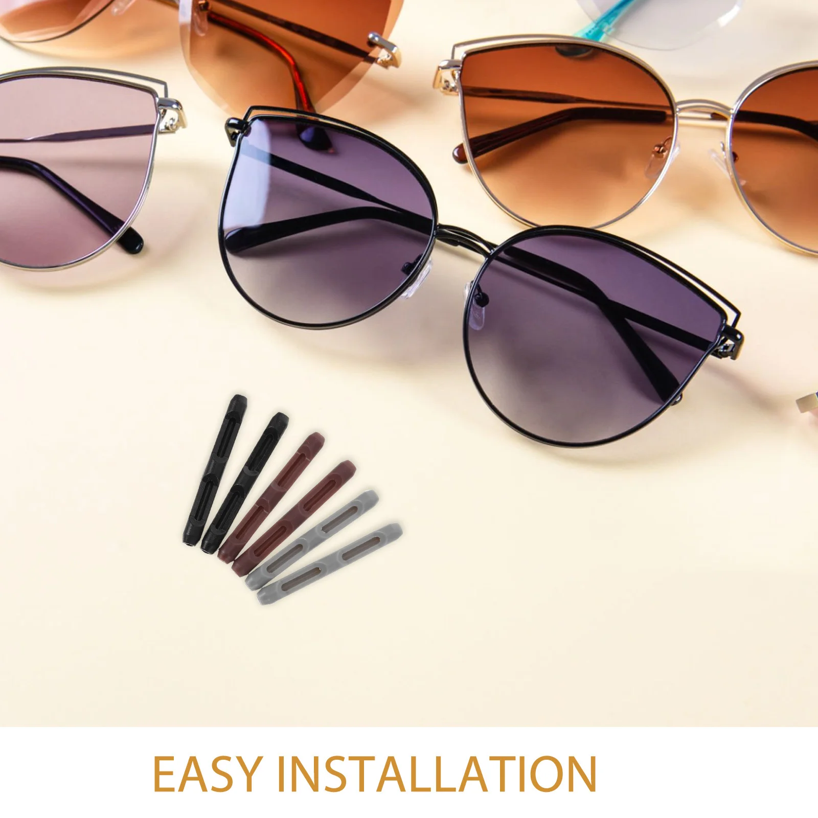 4Pairs Eyeglasses Temple Tips Silicone Soft Anti Slip Leg Grips Replacement Covers Sleeve Retainer Eyeglasses Accessories