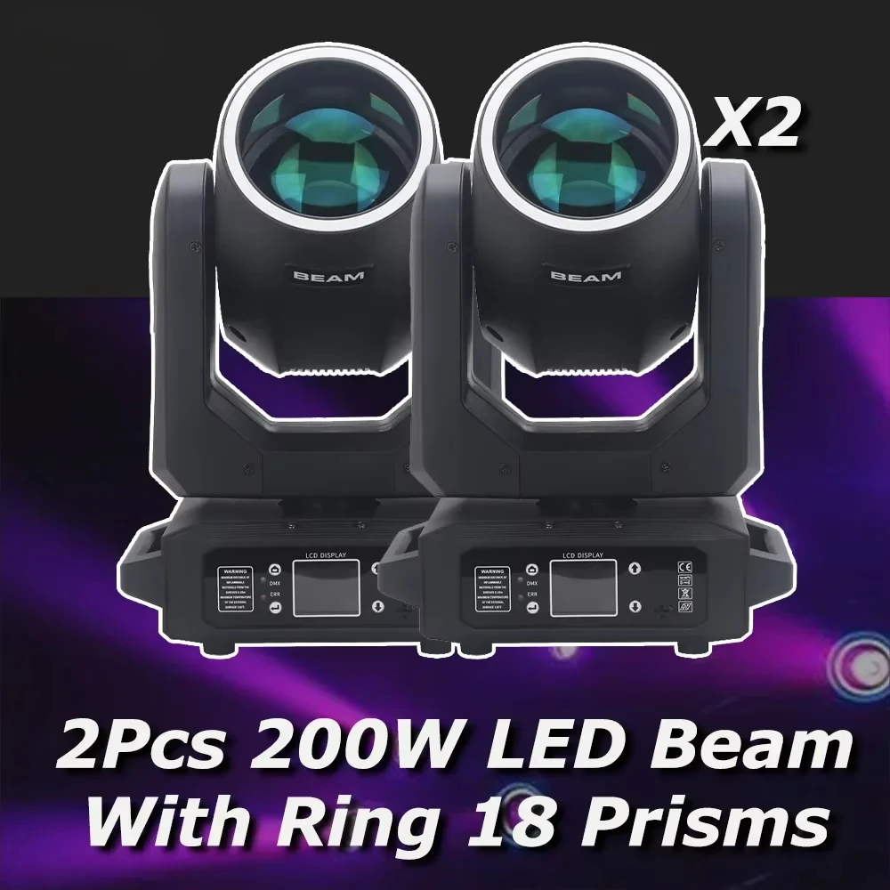 LED With Ring Moving Head Light 200W Beam+Spot+18 Rotating Prisms+Rainbow Effect Dmx Stage Light Effect Light Disco Dj