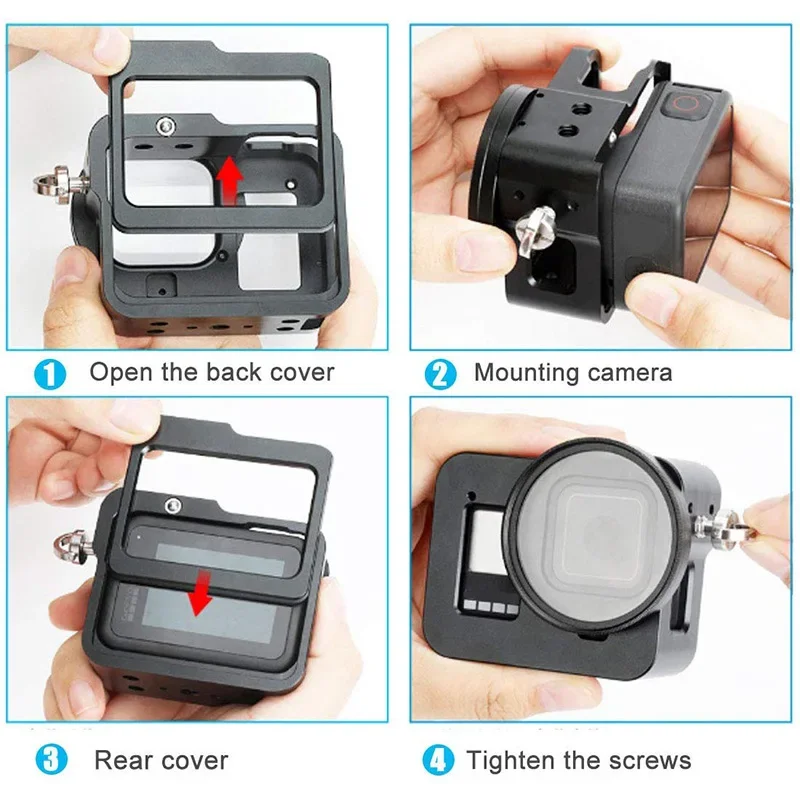 โลหะอลูมิเนียมป้องกันกรณีกรอบกรงสำหรับ GoPro Hero 8สีดำ52มม.CPL/สีแดง/ND4/8/16/Star/10x มาโคร/สำหรับ Go Pro 8