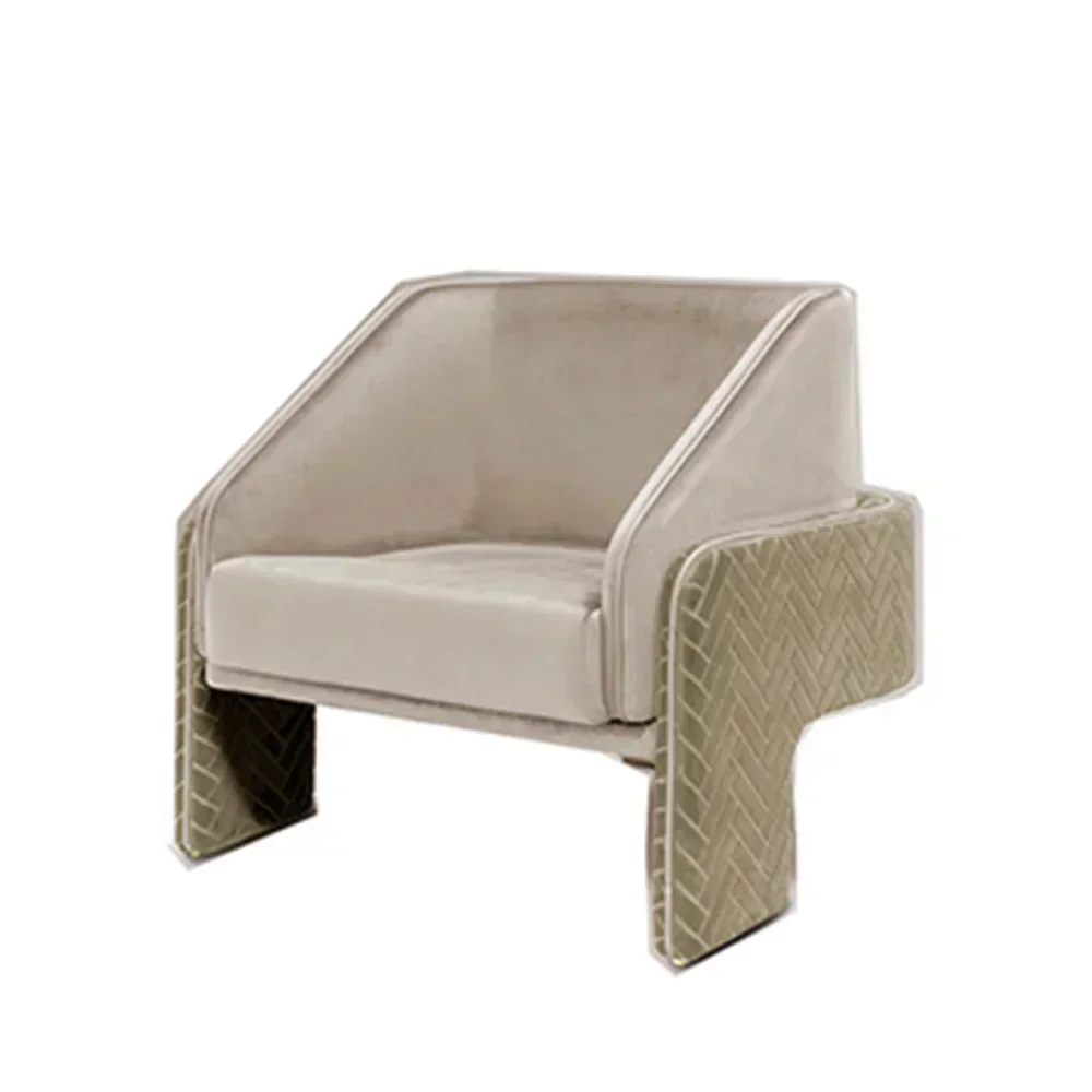 

l # Nordic Style Sofa Chair Light Luxury Lounge Armchair Modern Simple Velvet Single Leisure Chair For Living Romm Furniture